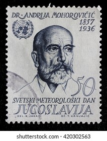 ZAGREB, CROATIA - JUNE 14: Stamp Printed In Yugoslavia Shows Andrija Mohorovicic Croatian Meteorologist And Seismologist, Circa 1963, On June 14, 2014, Zagreb, Croatia