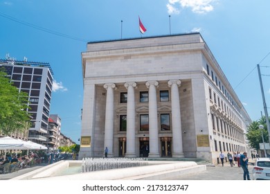 Zagreb, Croatia - June 2, 2022: Palace of the Croatian National Bank (Croatian: Hrvatska narodna banka or HNB).