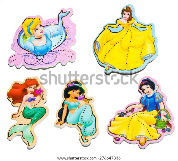 ZAGREB , CROATIA - May 10th , 2015 : Disney princess, cartoon characters from Walt Disney movies on wall stickers ,product shot