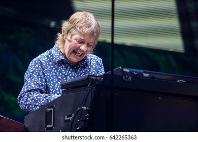 ZAGREB, CROATIA - MAY 16, 2017: Deep Purple Performing During Their The Long Goodbye Tour At Arena Zagreb. Don Airey Playing Keyboards. 