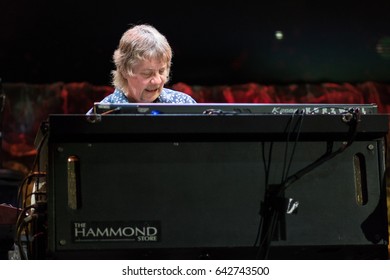 ZAGREB, CROATIA - MAY 16, 2017: Deep Purple Keyboards Player Don Airey On Stage During Their The Long Goodbye Tour At Arena Zagreb.