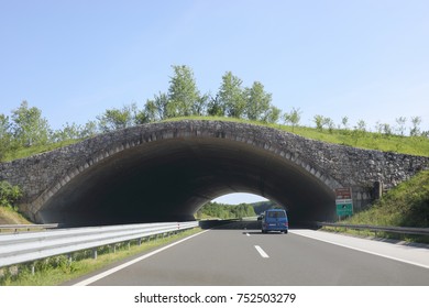 ZAGREB, CROATIA - MAY 19, 2017: Bridge over the track for wild animals in Croatia