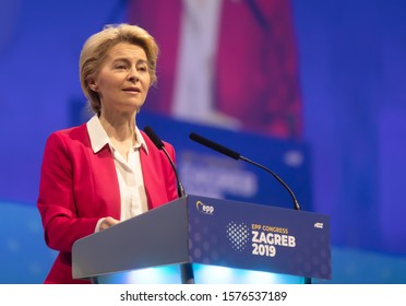 ZAGREB, CROATIA - Nov. 28, 2019: Ursula Von Der Leyen As The First Female President Of The European Commission During EPP Congress In Zagreb