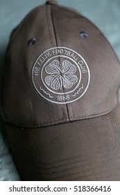 ZAGREB, CROATIA - NOVEMBER 19, 2016. - Scottish Football Club FC Celtic Glasgow White Emblem On Grey Cap.