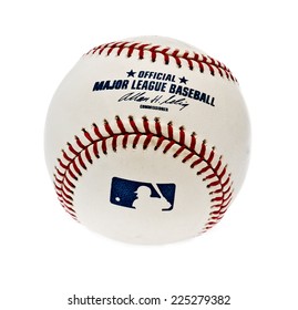 ZAGREB , CROATIA - OCTOBER 22 , 2014 :  MLB , Usa Baseball Official Ball  On White Background, Product Shot