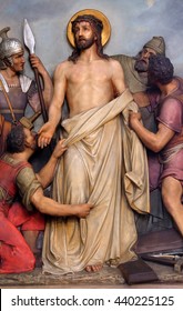 ZAGREB, CROATIA - SEPTEMBER 14: 10th Stations of the Cross, Jesus is stripped of His garments, Basilica of the Sacred Heart of Jesus in Zagreb, Croatia on September 14, 2015