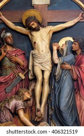 ZAGREB, CROATIA - SEPTEMBER 14: 12th Stations of the Cross, Jesus dies on the cross, Basilica of the Sacred Heart of Jesus in Zagreb, Croatia on September 14, 2015