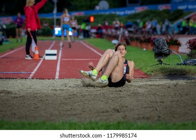 ZAGREB, CROATIA - SEPTEMBER 4, 2018: IAAF World Challenge Zagreb, 68th Boris Hanzekovic Memorial. Triple Jump Athlete