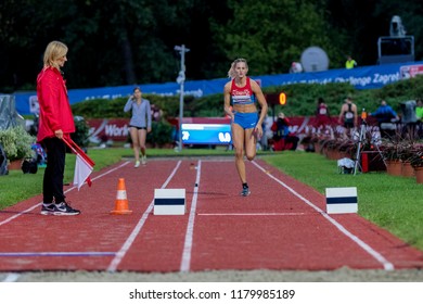 ZAGREB, CROATIA - SEPTEMBER 4, 2018: IAAF World Challenge Zagreb, 68th Boris Hanzekovic Memorial. Triple Jump Athlete