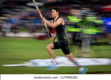 ZAGREB, CROATIA - SEPTEMBER 4, 2018: IAAF World Challenge Zagreb, 68th Boris Hanzekovic Memorial. Pole Vault (M).