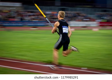 ZAGREB, CROATIA - SEPTEMBER 4, 2018: IAAF World Challenge Zagreb, 68th Boris Hanzekovic Memorial. Pole Vault (M).