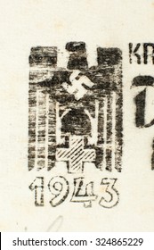Zagreb, Croatia - September 6, 2015: Stamp printed by Czechoslovakia, shows German Red Cross. This image is not a Nazi propaganda.