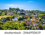 Zagreb green zone. Church in Sestine on green hill above croatian capital Zagreb, Croatia