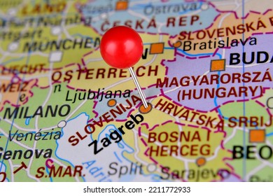 Zagreb Located On Map In Croatia