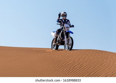 Zahedan, Baluchestan/iran-11/23/2018 Yamaha Wr450 Bike In Lut Desert