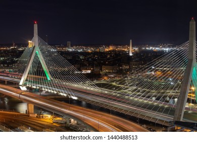 Zakim Bridge in Boston at Night