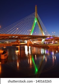 Zakim Bridge and North Bank Bridge (walkway) in Boston, Massachusetts