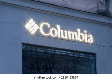 Zakopane, Poland - December 29, 2021: Logo And Sign Of Columbia Sportswear Company.