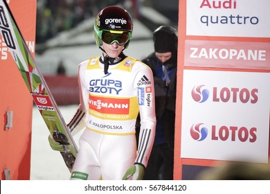 ZAKOPANE, POLAND - JANUARY 22, 2016: FIS Ski Jumping World Cup In Zakopane O/p Peter Prevc SLO