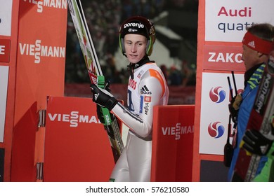 ZAKOPANE, POLAND - JANUARY 23, 2016: FIS Ski Jumping World Cup In Zakopane O/p Peter Prevc SLO