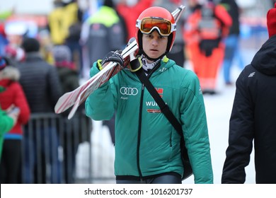 ZAKOPANE, POLAND - JANUARY 28, 2018: FIS Ski Jumping World Cup In Zakopane O/p Karl Geiger