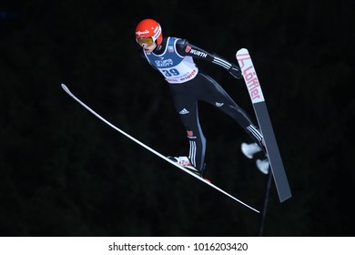 ZAKOPANE, POLAND - JANUARY 28, 2018: FIS Ski Jumping World Cup In Zakopane O/p Karl Geiger