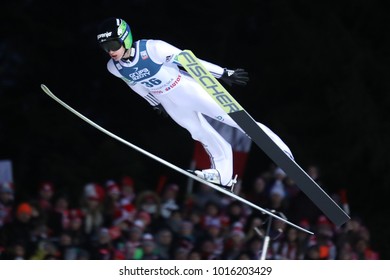 ZAKOPANE, POLAND - JANUARY 28, 2018: FIS Ski Jumping World Cup In Zakopane O/p Peter Prevc