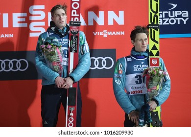 ZAKOPANE, POLAND - JANUARY 28, 2018: FIS Ski Jumping World Cup In Zakopane O/p Peter Prevc, Anze Semenic