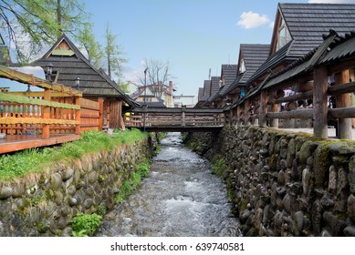 Zakopane, Poland May 2017. The Krupwki Street In A Cloudy Day.