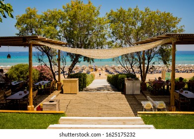 Zakynthos / Greece: june 2019: Beachclub on Zakynthos, one of the Ionian islands of Greece