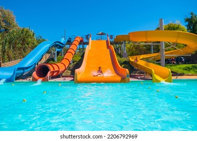 Zakynthosgreece 03092022 Aquapark Slides Hotel Complex Stock Photo 