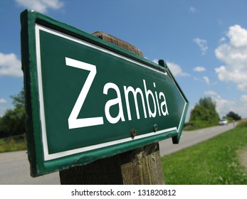 Zambia Signpost Along A Rural Road