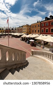 ZAMOSC, POLAND -  8 JUL: Daily Life In Zamosc On JUL 8, 2018. Center Of The Old Town In Zamosc