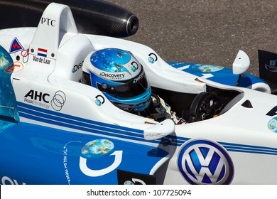 ZANDVOORT, THE NETHERLANDS - JULY 15: Van De Laar (Netherlands) In His Car After The Finish Of The RTL GP Masters Of Formula 3 At Circuit Zandvoort On July 15, 2012 In Zandvoort, The Netherlands.