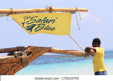 Zanzibar / Tanzania - 03 23 14: Safari Blue Is A Day Trip On A Boat To Couple Of Location For Snorkel, Sandbank For Coconut, Seafood Lunch On An Island And  Dolphins View On Your Way Back. Amazing