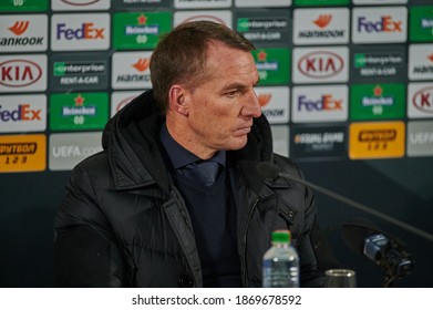 ZAPORIZHZHIA, UKRAINE - DECEMBER 03, 2020: Brendan Rodgers. The Football Match Of Group G Of UEFA Europa League FC Zorya Luhansk Vs Leicester City FC