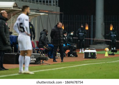 ZAPORIZHZHIA, UKRAINE - DECEMBER 03, 2020: Brendan Rodgers. The Football Match Of Group G Of UEFA Europa League FC Zorya Luhansk Vs Leicester City FC