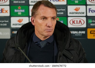 ZAPORIZHZHIA, UKRAINE - DECEMBER 03, 2020: Brendan Rodgers. The Football Match Of Group G Of UEFA Europa League FC Zorya Luhansk Vs Leicester City FC