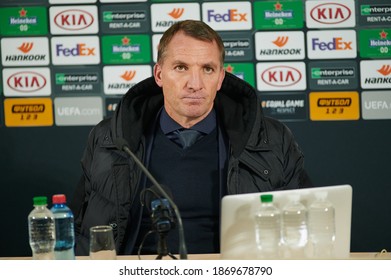 ZAPORIZHZHIA, UKRAINE - DECEMBER 03, 2020: Brendan Rodgers. The Football Match Of Group G Of UEFA Europa League FC Zorya Luhansk Vs Leicester City FC