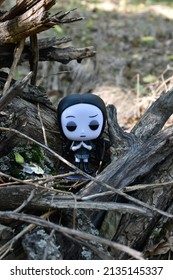 Zaporizhzhia, Ukraine - October 1, 2021: Illustrative Editorial Of Funko Pop Action Figure Of Wednesday Addams From Animated Film 