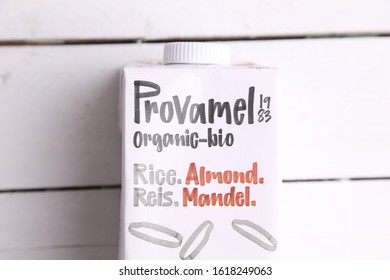 Zaragoza, January 17, 2020, Provamel Brand Rice And Almond Tetra Brik