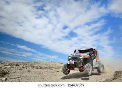 ZARAGOZA, SPAIN - JUL 21 : Isidre Esteve And Jose Maria Villalobos, In A Polaris RZR XP 900, Race In Baja Spain, On Jul 21, 2012 In Zaragoza, Spain