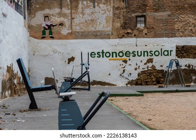 Zaragoza, Spain - October 20th 2022 - Work Out Station In The Poor Part Of Town