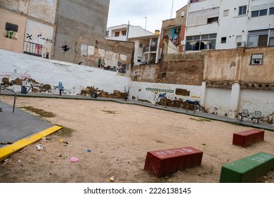 Zaragoza, Spain - October 20th 2022 - Work Out Station In The Poor Part Of Town