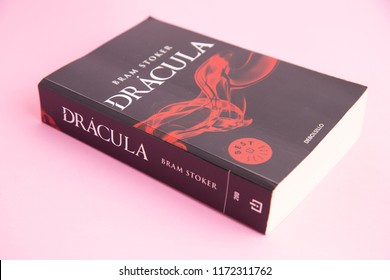 Zaragoza Spain. September 9, 2018, Spanish pocket edition Dracula's book written by the author bram stoker