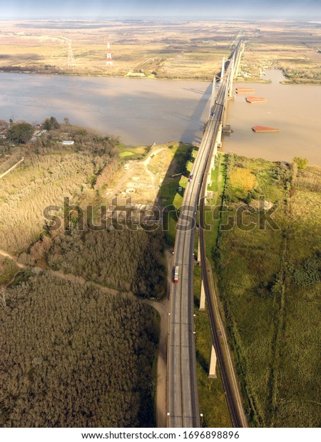 The\
Zarate Brazo Largo Bridges are two cable-stayed road and railway\
bridges in Argentina, crossing the Parana River between the cities\
of Zarate, Buenos Aires, and Brazo Largo, Entre\
Rios.