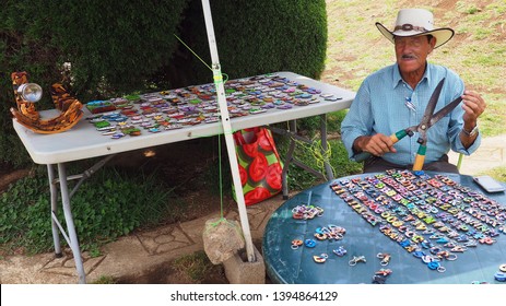 Zarcero / Costa Rica - May 3, 2019: Evangelista Blanco, 82-year-old Master Topiary Sculptor Of Zarcero, Costa Rica.