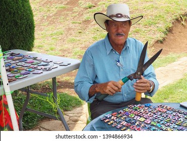 Zarcero / Costa Rica - May 3, 2019: Evangelista Blanco, 82-year-old Master Topiary Sculptor Of Zarcero, Costa Rica.