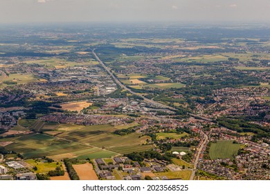 Zaventem City In Belgium Top View From Airplane.