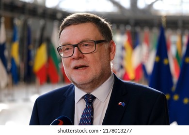 Zbynek Stanjura ,Minister For Finance Arrives To Attend In An Economic And Financial Affairs Council Configuration (ECOFIN) In Brussels, Belgium On July 12, 2022.